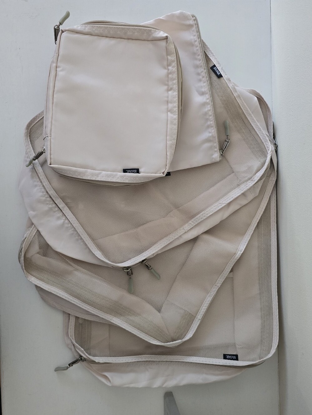 BAGAIL Travel Packing Cubes Set Beige Neutral Organizer Bags - Set Of 5